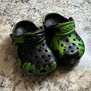 CROCS Kids Black and Green Clogs